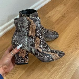 Snake-print booties